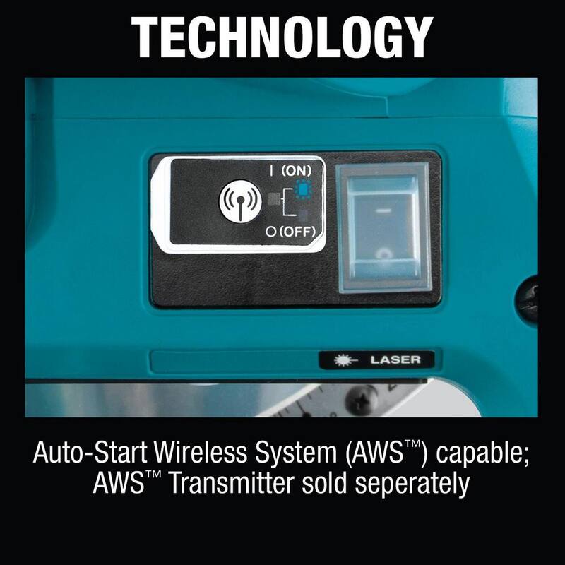 Sierra ingleteadora compuesta deslizante de bisel doble sin escobillas de 12 pulgadas de 36V con capacidad AWS, kit de baterías de 5.0 Ah XSL08PT de Makita 18V X2 LXT de iones de litio.
