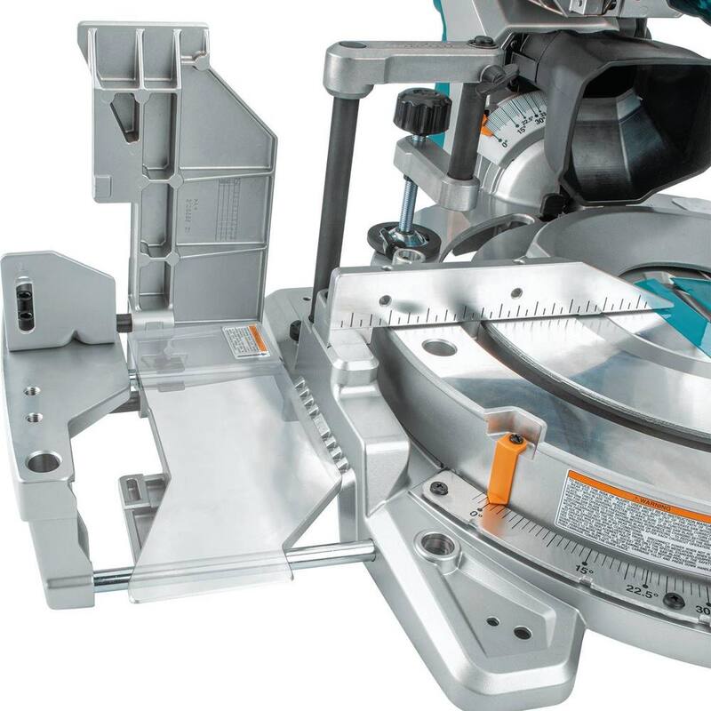 Sierra ingleteadora compuesta deslizante de bisel doble sin escobillas de 12 pulgadas de 36V con capacidad AWS, kit de baterías de 5.0 Ah XSL08PT de Makita 18V X2 LXT de iones de litio.