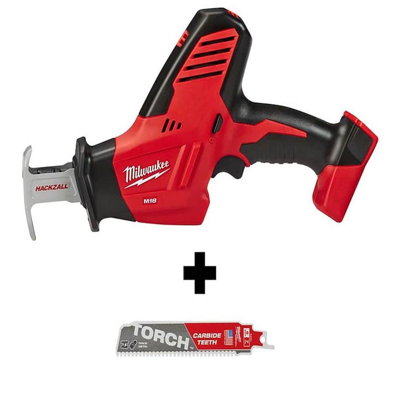 Sierra alternativa inalámbrica Milwaukee M18 18V de iones de litio HACKZALL con dientes de carburo para cortar metal y hoja de sierra SAWZALL - 2625-20-48-00-5201.
