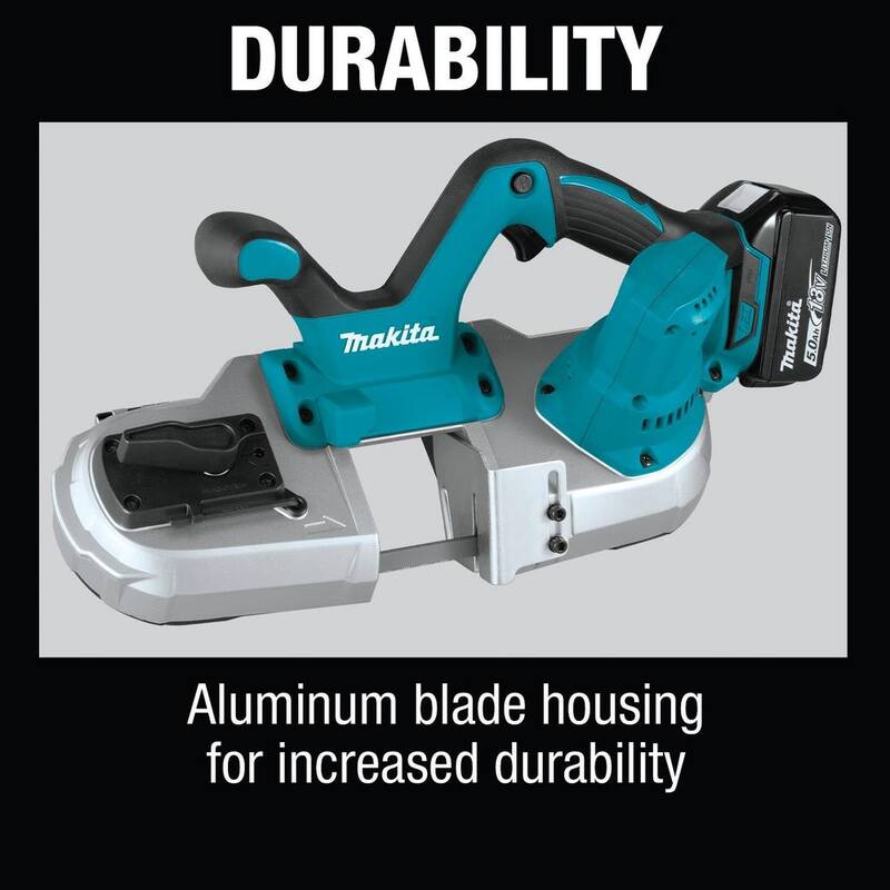 Sierra de banda compacta inalámbrica de iones de litio de 18V LXT de Makita con kit de 5.0 Ah - XBP03T.