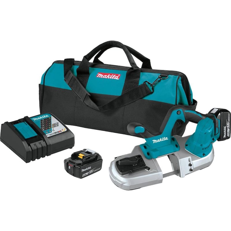 Sierra de banda compacta inalámbrica de iones de litio de 18V LXT de Makita con kit de 5.0 Ah - XBP03T.
