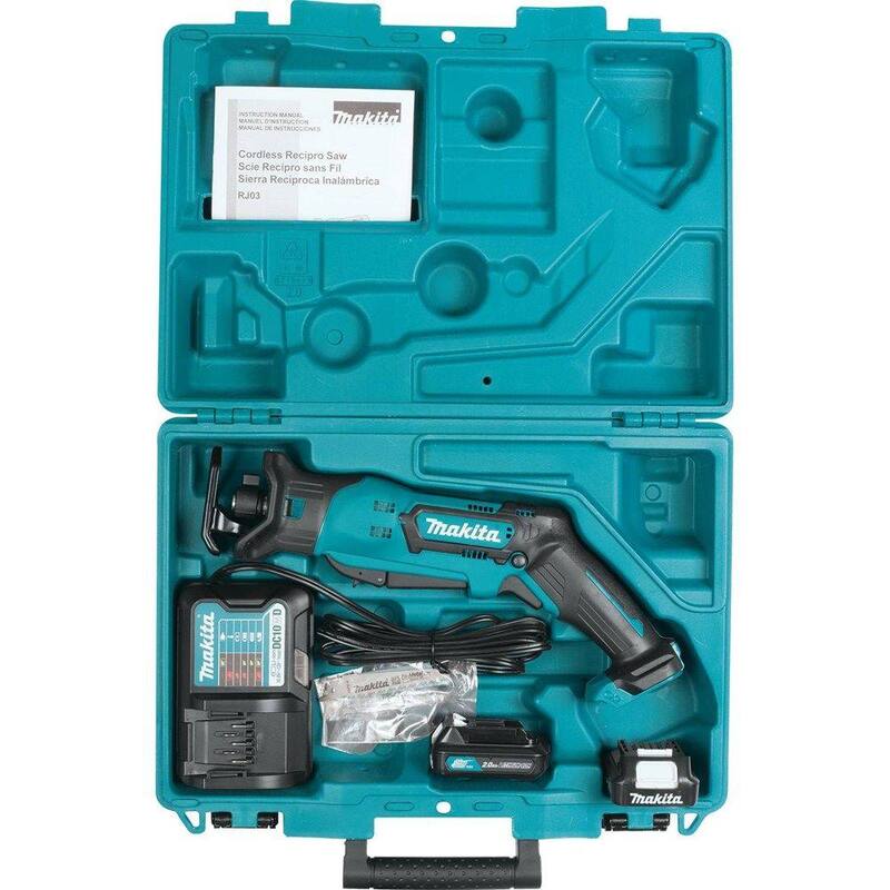 Sierra reciproca inalámbrica Makita 12V máx CXT de iones de litio con velocidad variable y estuche - RJ03R1
