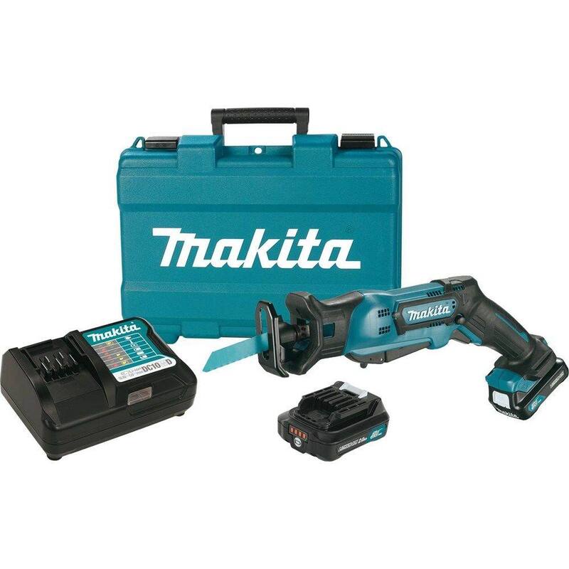 Sierra reciproca inalámbrica Makita 12V máx CXT de iones de litio con velocidad variable y estuche - RJ03R1