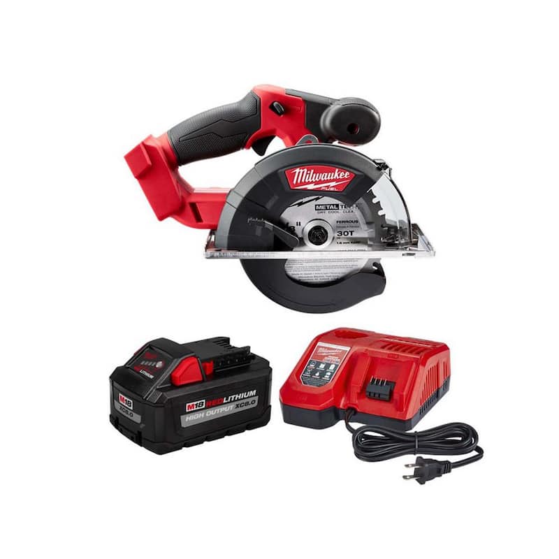 Sierra circular inalámbrica Milwaukee M18 FUEL de 18 V de iones de litio sin escobillas para corte de metal de 5-3/8 pulg. con kit de inicio de 8.0 Ah - 2782-20-48-59-1880.