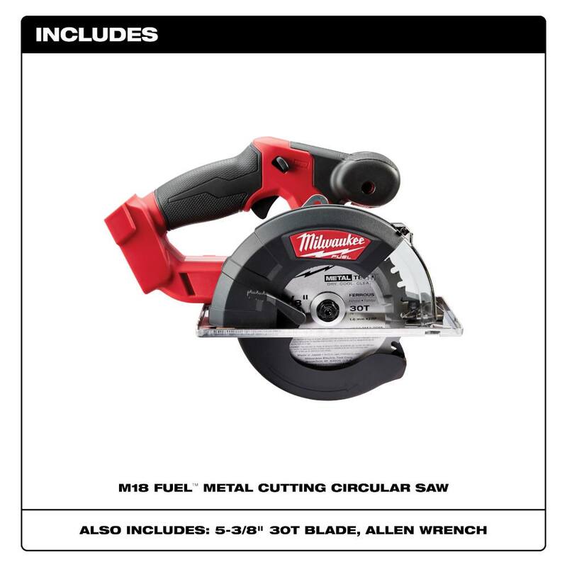 Sierra circular inalámbrica Milwaukee M18 FUEL de 18 V de iones de litio sin escobillas para corte de metal de 5-3/8 pulg. con kit de inicio de 8.0 Ah - 2782-20-48-59-1880.