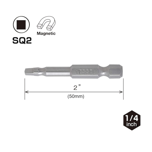 Vessel NECK TORSION Power Bit SQ2x50, PK2 - NTSQ250P2