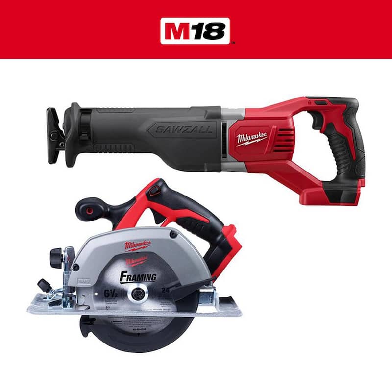 Sierra reciproca inalámbrica Milwaukee M18 18V de iones de litio y sierra circular de 6-1/2 pulgadas - 2621-20-2630-20