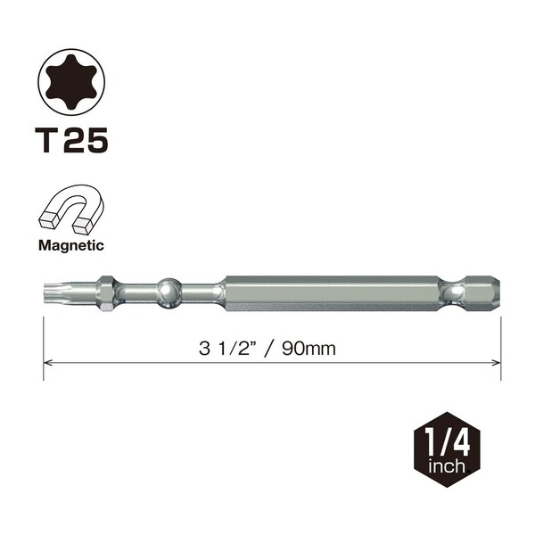 Vessel IMPACT BALL Torsion Bit T25x90, PK10 - IBTX2590P10K
