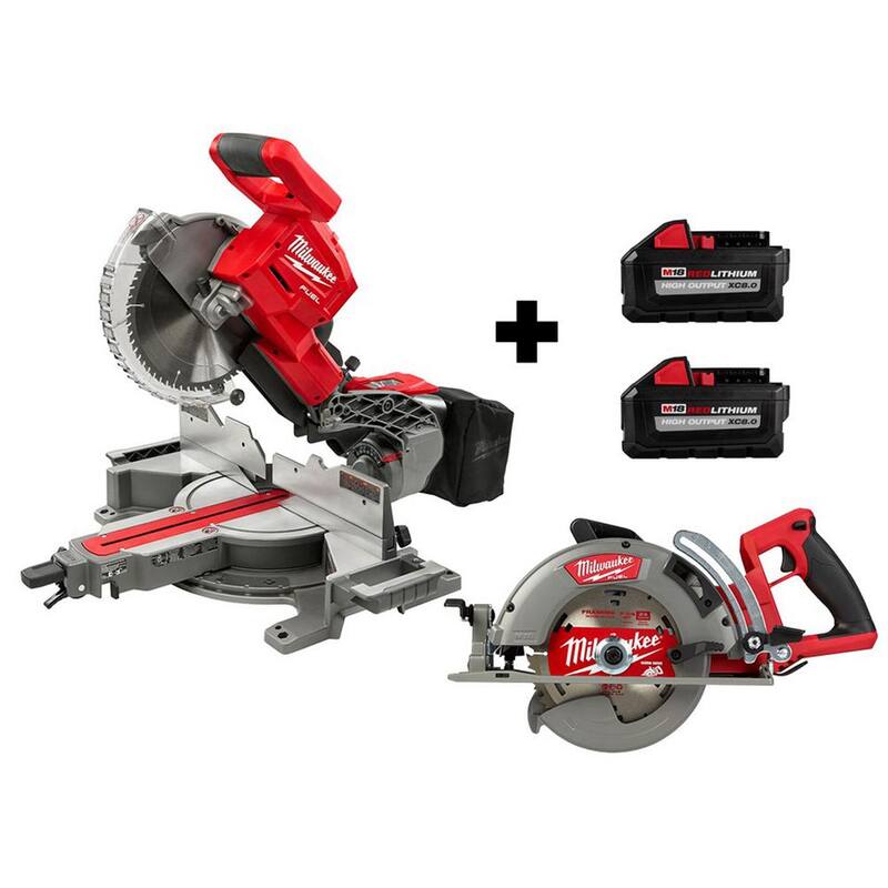 Sierra ingleteadora y sierra circular Milwaukee M18 FUEL de 18V con baterías de 8.0 Ah - 2734-20-2830-20-48-11-1880-48-11-1880