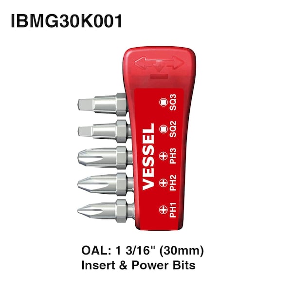 Vessel IMPACT BALL Torsion Bit ASSORTx30, PK5 - IBMG30K001