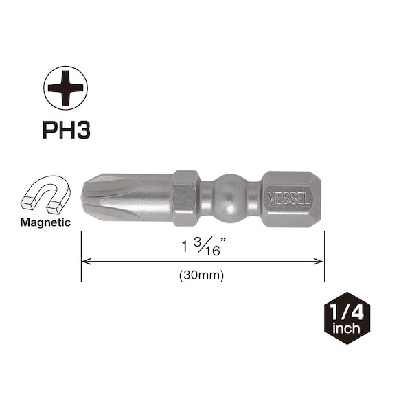 Vessel IMPACT BALL Torsion Bit ASSORTx30, PK5 - IBMG30K001