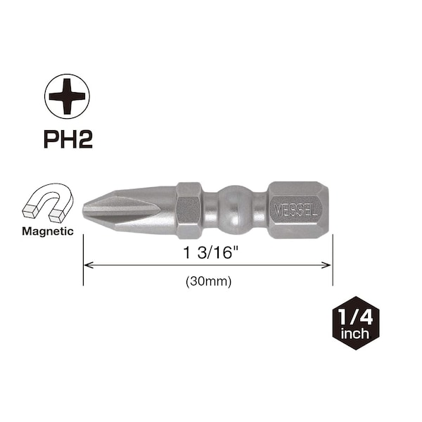 Vessel IMPACT BALL Torsion Bit ASSORTx30, PK5 - IBMG30K001