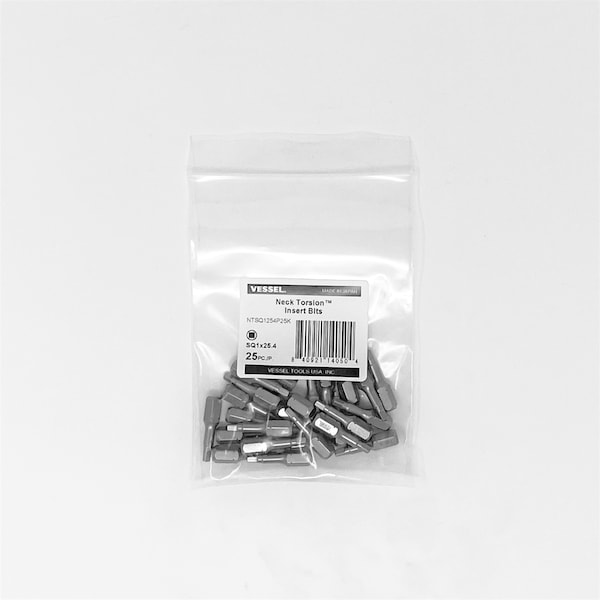 Vessel NECK TORSION Insert Bit SQ1x25.4, PK25 - NTSQ1254P25K