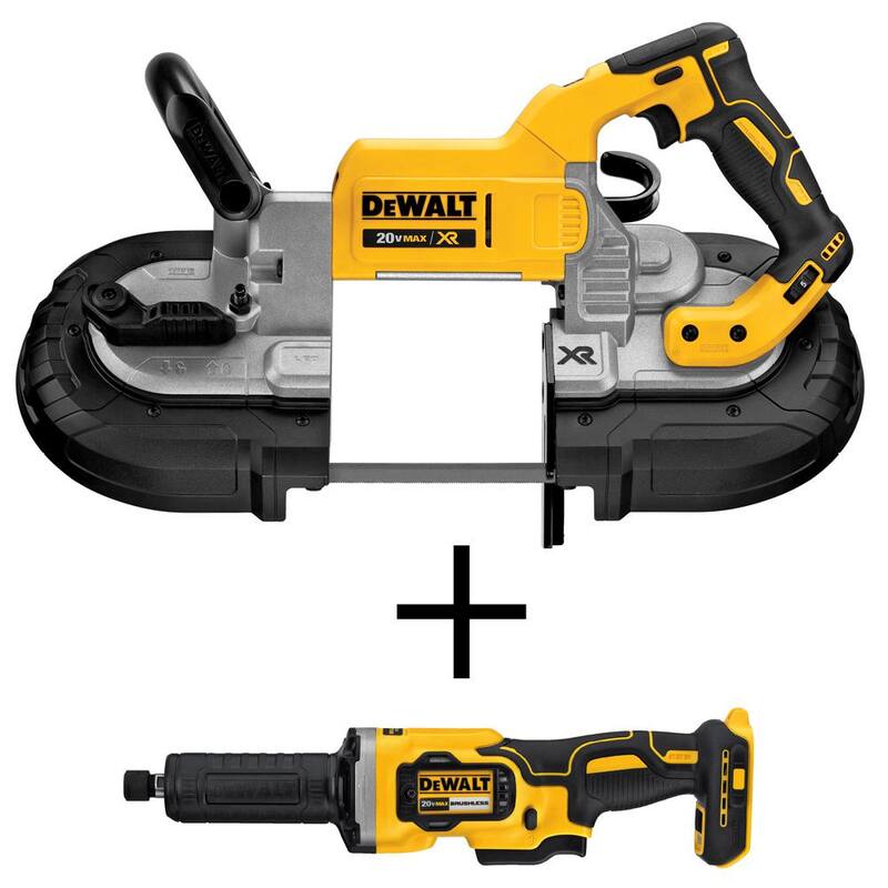 Sierra de cinta de corte profundo DEWALT 20V MAX XR inalámbrica sin escobillas y amoladora de matriz de 1-1/2 pulgadas - DCS374BW426B