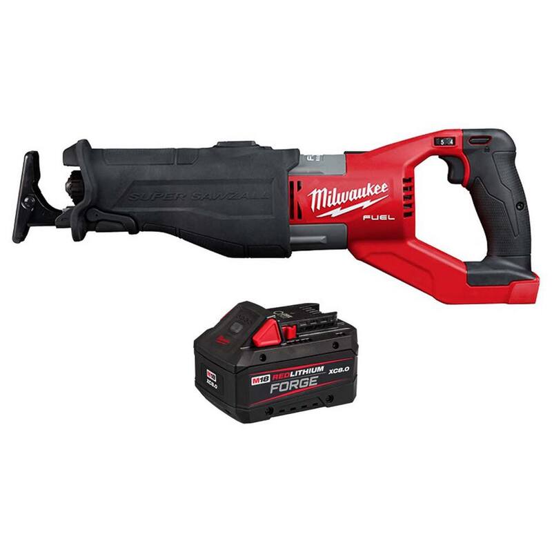Milwaukee M18 FUEL 18V Sierra reciprocante inalámbrica Brushless Super SAWZALL de Lith-Ion con paquete de batería M18 REDLITHIUM FORGE XC de 8.0 Ah - 2722-20-48-11-1881.