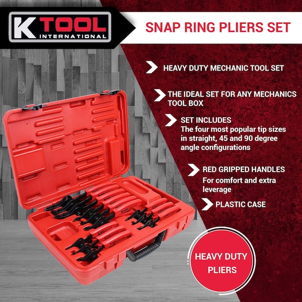 K-Tool International Snap Ring Plier Kit, Universal, 12 pcs. - KTI-55112