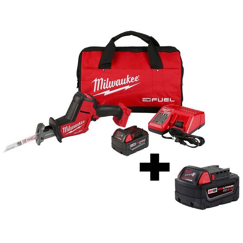 Sierra recíproca inalámbrica sin escobillas Milwaukee M18 FUEL 18V de iones de litio HACKZALL con kit de sierra recíproca W/ M18 5.0Ah Battery - 2719-21-48-11-1850