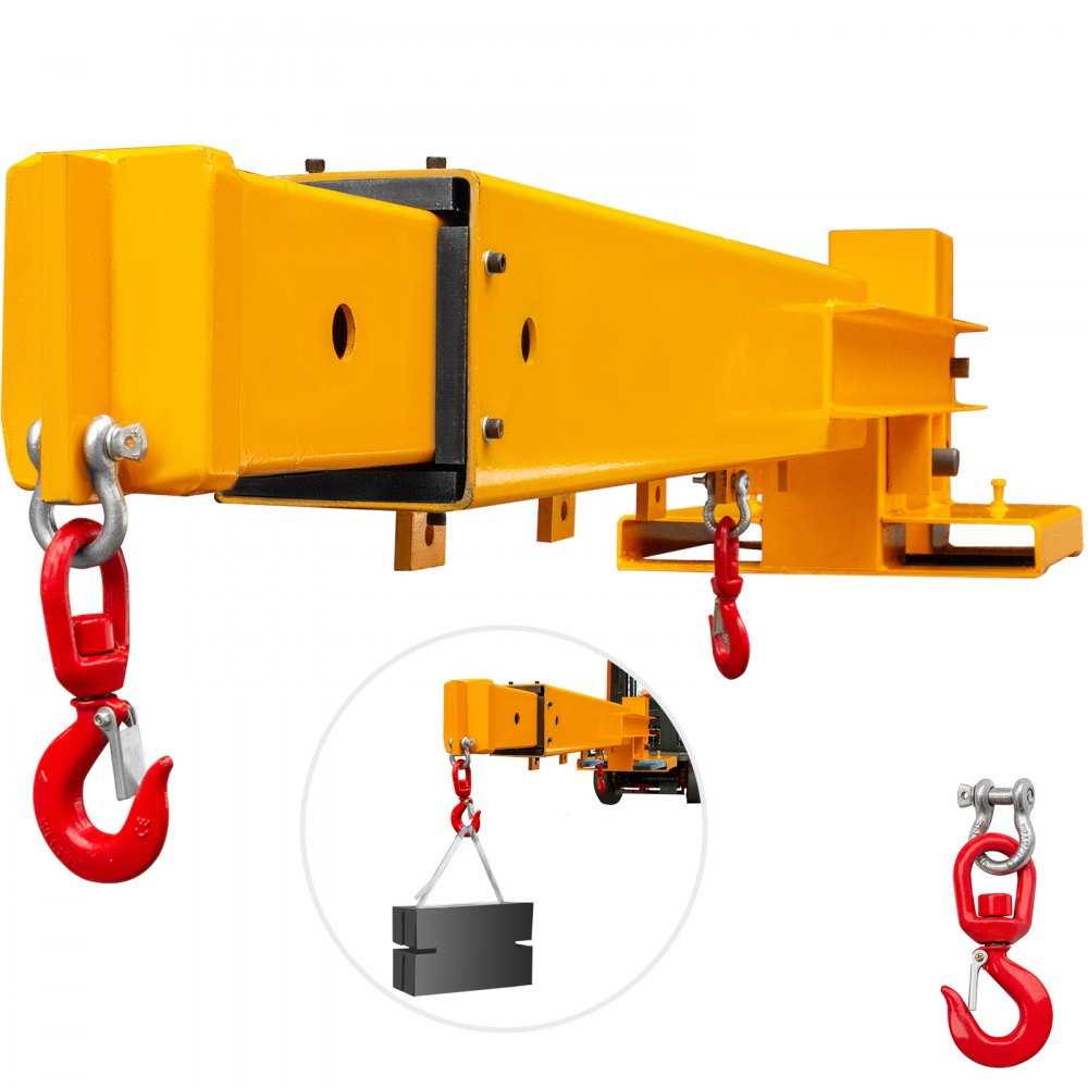 VEVOR Forklift Mobile Crane 6000lbs/3T Capacity, Forklift Crane Attachment 2 Hooks, Forklift Lifting Hoist w/ Truss Jib Boom, Forklift Extension, Forklift Boom Attachment Towing Handling Equipment - CCDB6000BZH300001V0