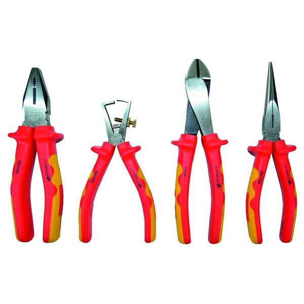 Westward 4 Piece Insulated Plier Set Insulated Handle - 1YXJ5