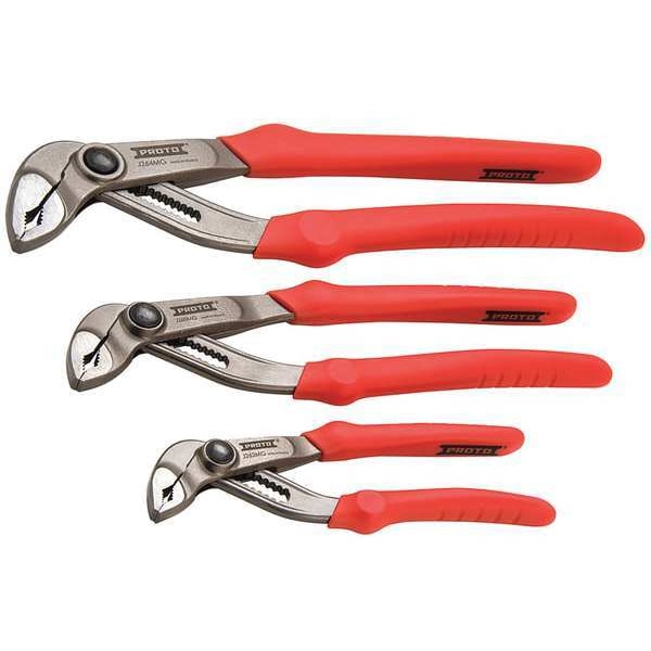 Proto 3 Piece Lock Joint Pliers Set PVC Ergonomic/Cushion Grip Handle - J260MGS