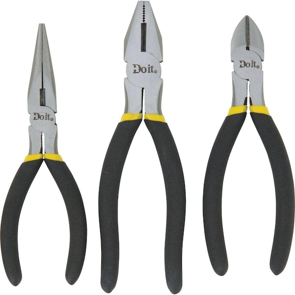 All-Source 6 In. Long Nose, 6 In. Diagonal and 7 In. Linesman Plier Set 3-Piece - 303763