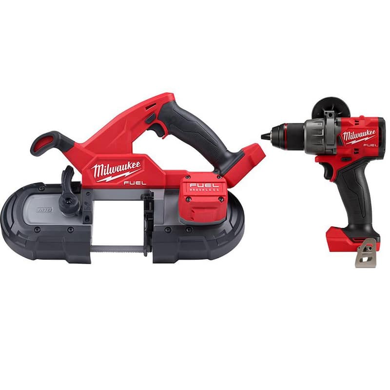 Sierra de banda compacta inalámbrica Milwaukee M18 FUEL de 18V de iones de litio sin escobillas con taladro percutor M18 FUEL - 2829-20-2904-20.