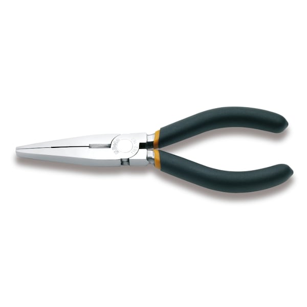 Beta 1162 Extra-Long Flat Knurled Nose Pliers, OAL 160mm, Slip-proof PVC Coated Handles - 011620006