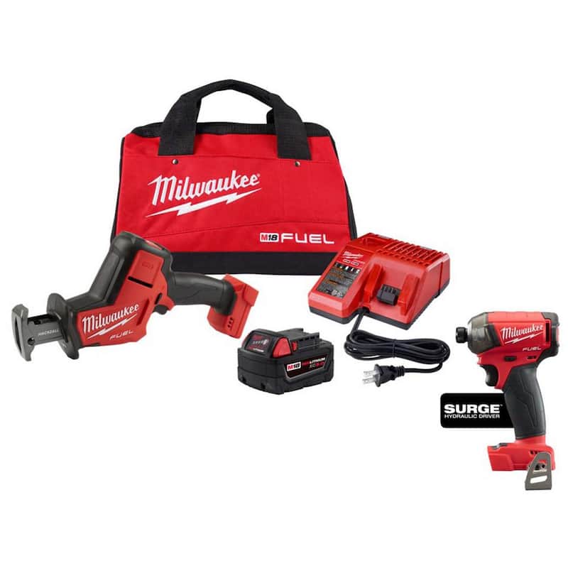Sierra alternativa inalámbrica Milwaukee M18 FUEL 18V de iones de litio sin escobillas HACKZALL con kit de controlador de impacto SURGE - 2719-21-2760-20.