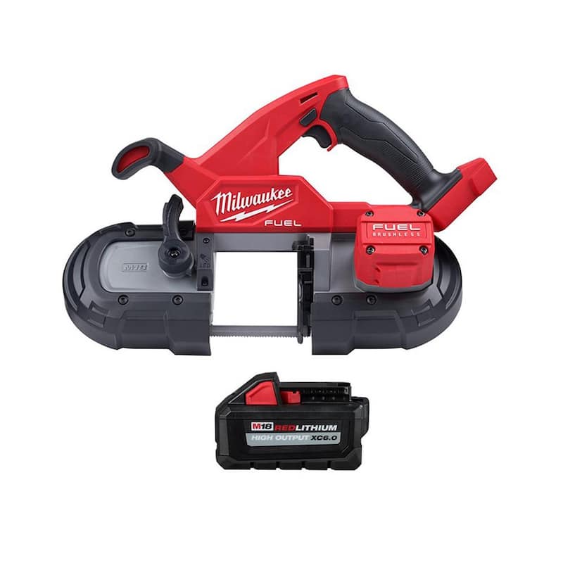 Sierra de cinta compacta Milwaukee M18 FUEL de 18 voltios con tecnología Brushless, batería de iones de litio de 6.0 Ah - 2829-20-48-11-1865.