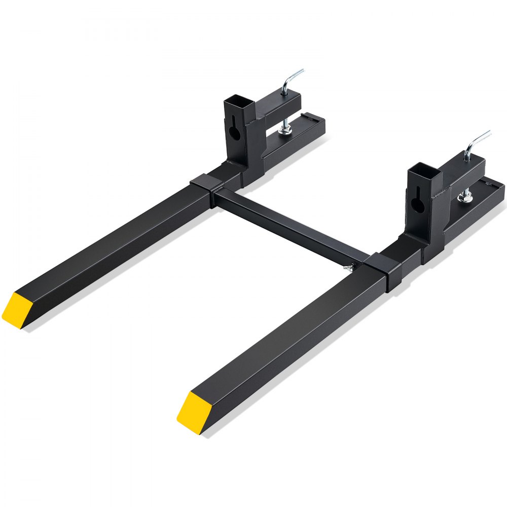 VEVOR Pallet Forks, 2000 lbs Clamp on Pallet Forks, 43" Total Length Tractor Bucket Forks with Adjustable Stabilizer bar, Heavy Duty Pallet Forks for Tractor Attachments, Skid Steer, Loader Bucket - HCS43INCH20006W25V0