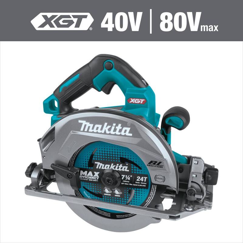 Sierra circular Makita 40V Max XGT inalámbrica sin escobillas de 7-1/4 pulgadas con base compatible con riel guía, compatible con AWS (solo herramienta) - GSH02Z