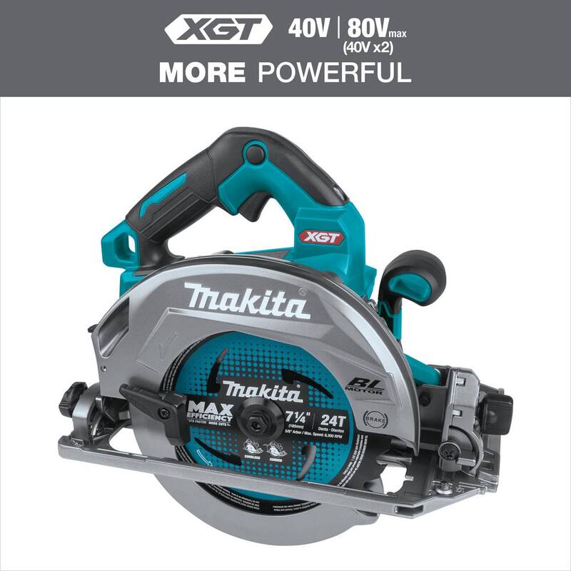 Sierra circular Makita 40V Max XGT inalámbrica sin escobillas de 7-1/4 pulgadas con base compatible con riel guía, compatible con AWS (solo herramienta) - GSH02Z