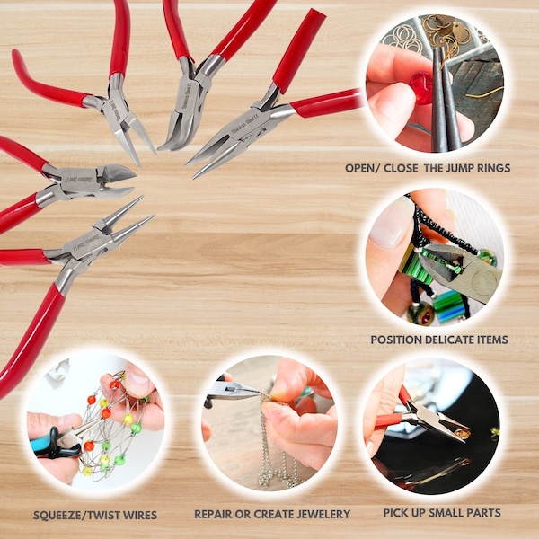 A2Z Scilab Jewelry Making Pliers Slim Flat Nose Professional Repair Stainless Steel Tool with Cushion Grip - A2Z-ZR940