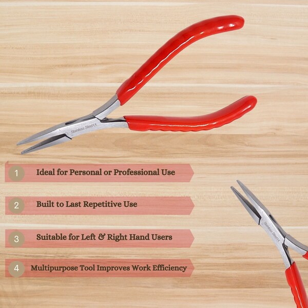 A2Z Scilab Jewelry Making Pliers Slim Flat Nose Professional Repair Stainless Steel Tool with Cushion Grip - A2Z-ZR940