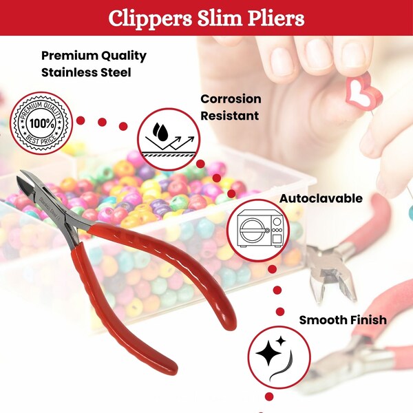 A2Z Scilab Jewelry Making Pliers Professional Repair Slim Clippers, Stainless Steel Tool with Cushion Grip - A2Z-ZR938