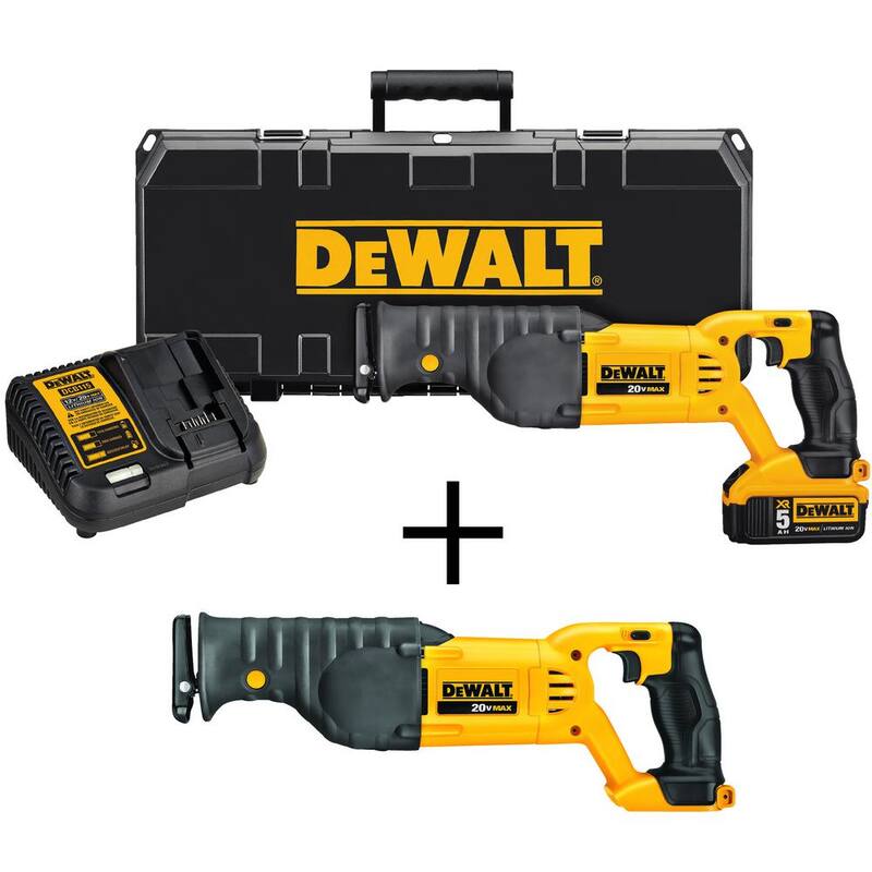Sierra de vaivén inalámbrica de iones de litio DEWALT 20V MAX, Sierra de vaivén inalámbrica DEWALT 20V MAX, (1) Batería 20V 5.0Ah y Cargador - DCS380P1W380B