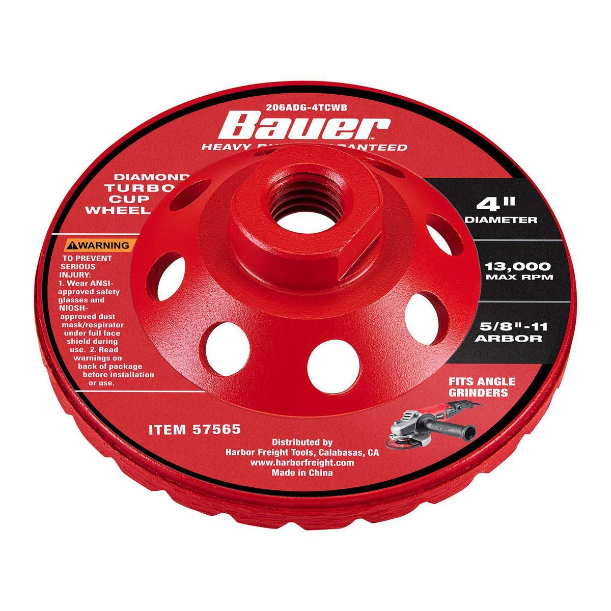 Rueda de copa turbo de diamante Bauer de 4 pulgadas - 57565
