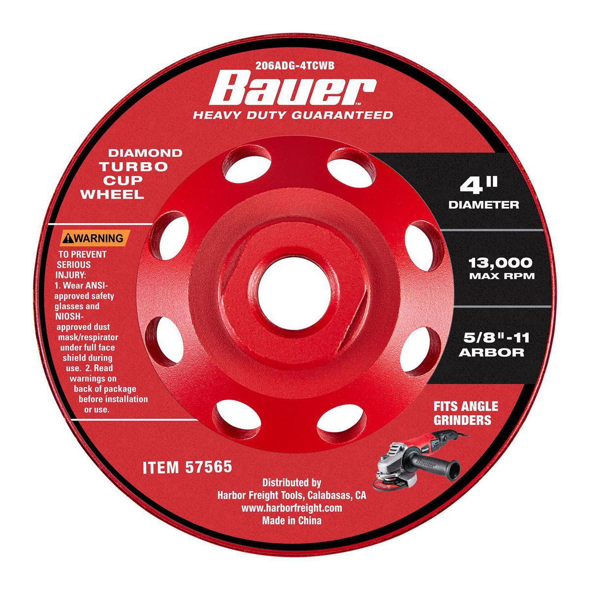 Rueda de copa turbo de diamante Bauer de 4 pulgadas - 57565