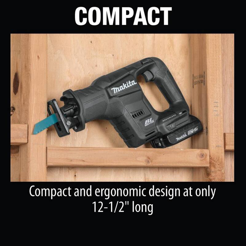 Kit de sierra reciproca inalámbrica Makita 18V LXT Sub-Compact de iones de litio sin escobillas (2.0 Ah) - XRJ07R1B.