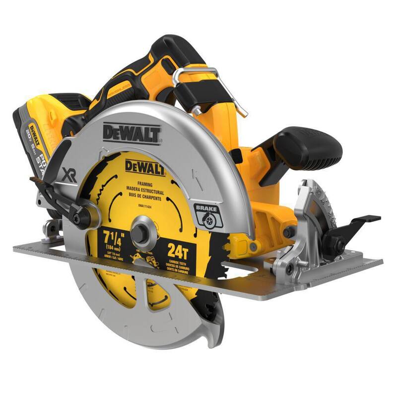 Sierra circular inalámbrica DEWALT 20V MAX de ion de litio sin escobillas de 7-1/4 pulgadas con batería POWERSTACK de 5.0Ah y cargador - DCS570H1