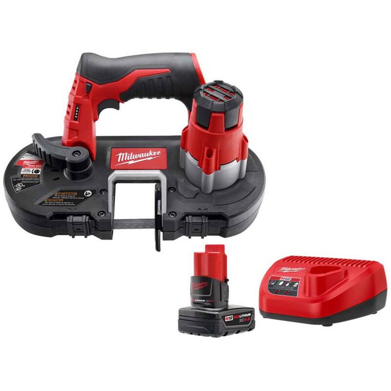 Sierra de banda subcompacta inalámbrica Milwaukee M12 de 12V con paquete de batería XC de 4.0 Ah y kit de inicio de cargador - 2429-20-48-59-2440