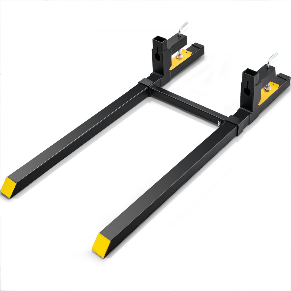 VEVOR Pallet Forks, 2000 lbs Tractor Bucket Forks, 60" Total Length Clamp on Pallet Forks with Adjustable Stabilizer bar, Heavy Duty Pallet Forks for Tractor Attachments, Skid Steer, Loader Bucket - HCS2000LBS60IX9MMV0