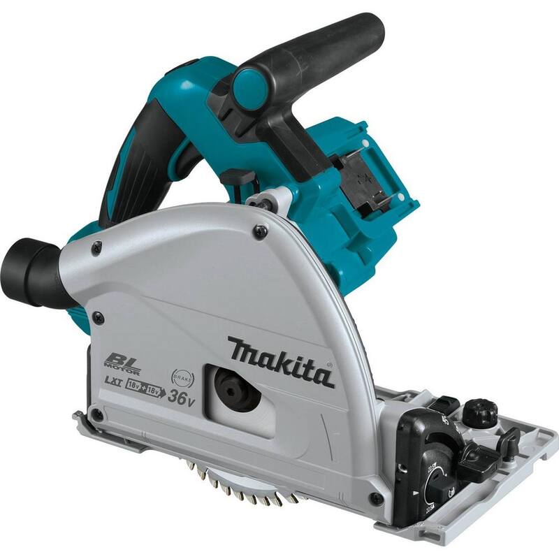 Sierra circular sumergible inalámbrica sin escobillas LXT de Makita 36V (18V X2) de 6-1/2", solo herramienta y riel de guía de 55" con bolsa y sujetadores - XPS01Z85E07023