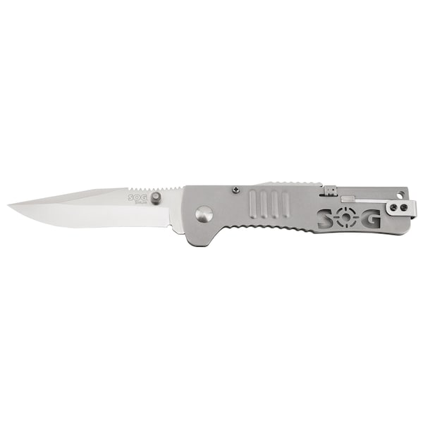 Sog Folding Knife, Clip Point, Satin, 3-3/16 In - SJ31-CP