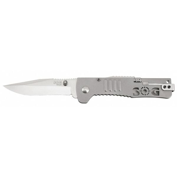 Sog Folding Knife, Clip Point, Satin, 3-3/16 In - SJ31-CP