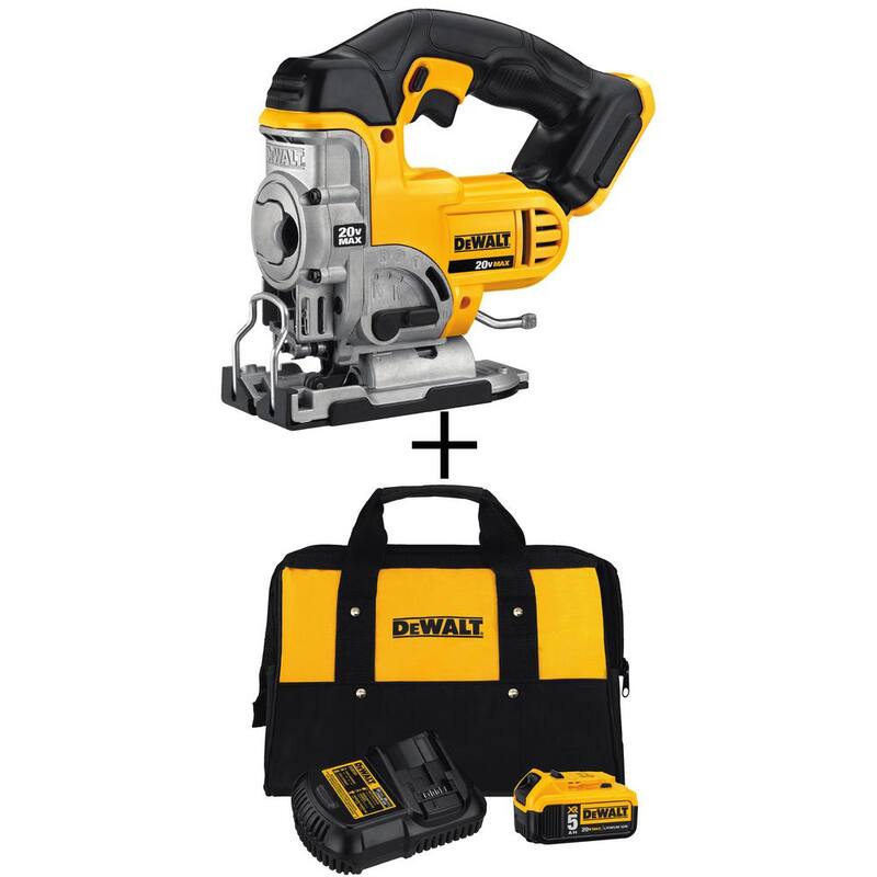 Sierra de calar inalámbrica DEWALT 20V MAX de iones de litio con (1) batería de 20V 5.0Ah y cargador - DCB205CKW331B
