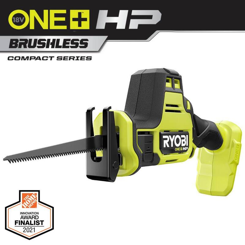 RYOBI ONE+ HP 18V Sierra de Sable Recíproco Compacta Inalámbrica sin escobillas de una sola mano con (2) Baterías de Alto Rendimiento de 2.0 Ah - PSBRS01B-PBP2003