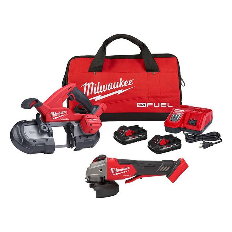 Milwaukee M18 FUEL Kit de sierra de cinta compacta inalámbrica sin escobillas de ion de litio de 18 voltios con amoladora M18 FUEL - 2829-22-2888-20