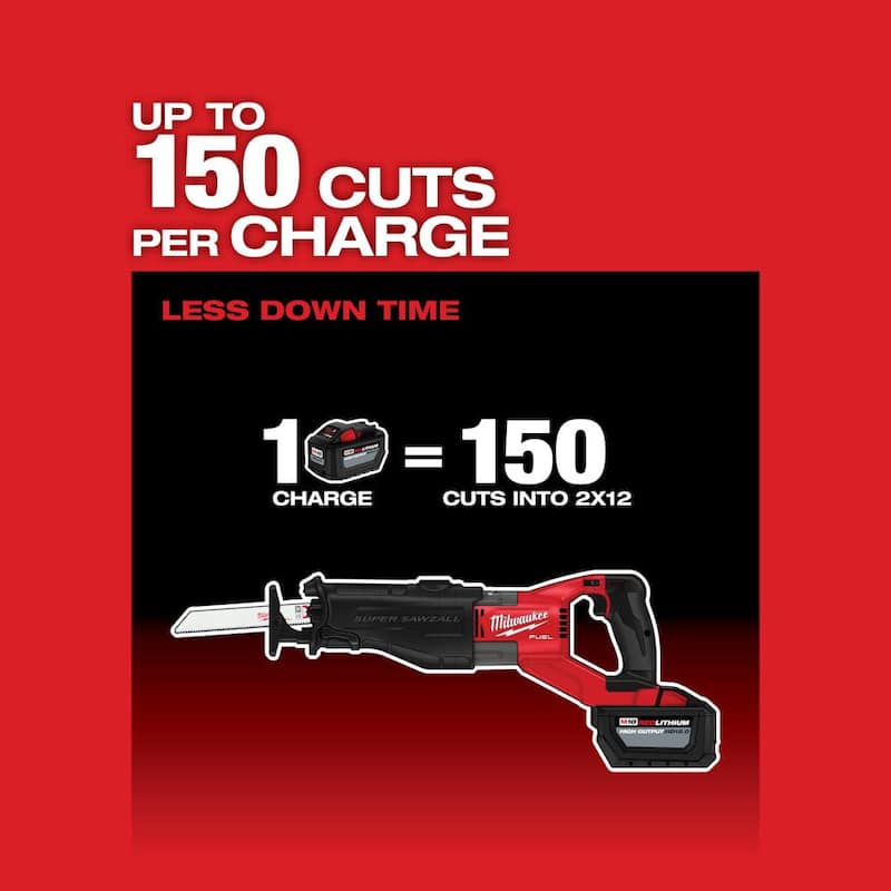 Milwaukee M18 FUEL 18V Sierra orbital de reciprocación inalámbrica sin escobillas Sawzall SUPER con batería de 5.0Ah y juego de hojas Sawzall - 2722-20-48-11-1850-49-22-1110F.