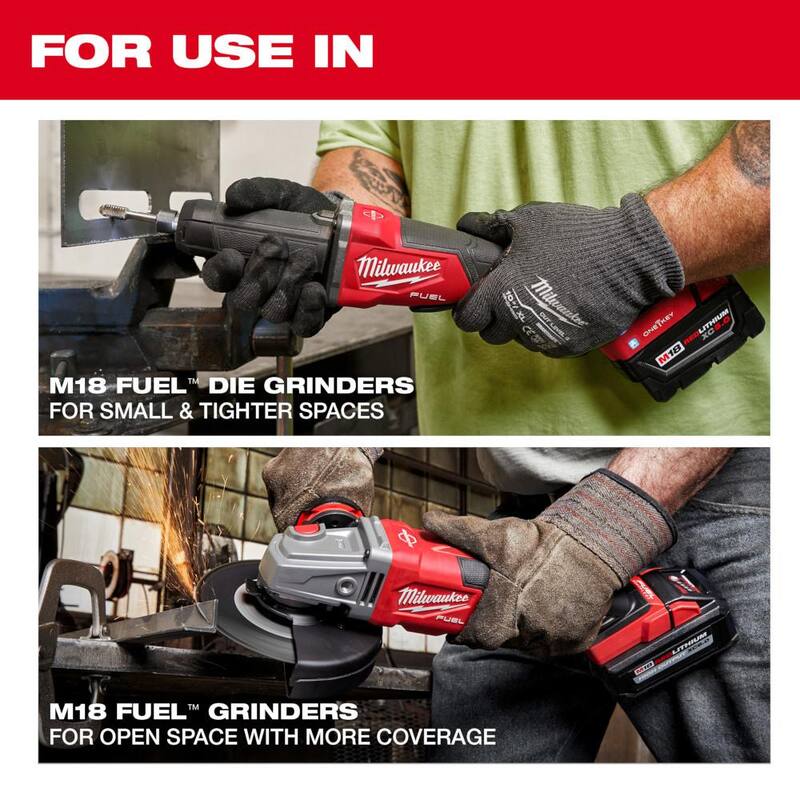 Sierra de cinta inalámbrica Milwaukee M18 FUEL de 18V con tecnología de litio y sin escobillas para cortes profundos junto con la amoladora de velocidad variable M18 FUEL - 2729-20-2984-20.